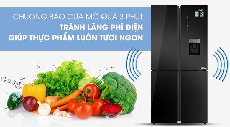 chuông báo mở cửa giúp xài tủ lạnh Aqua tốt hơn, tránh thất thoát hơn lạnh do mở cửa quá lấu