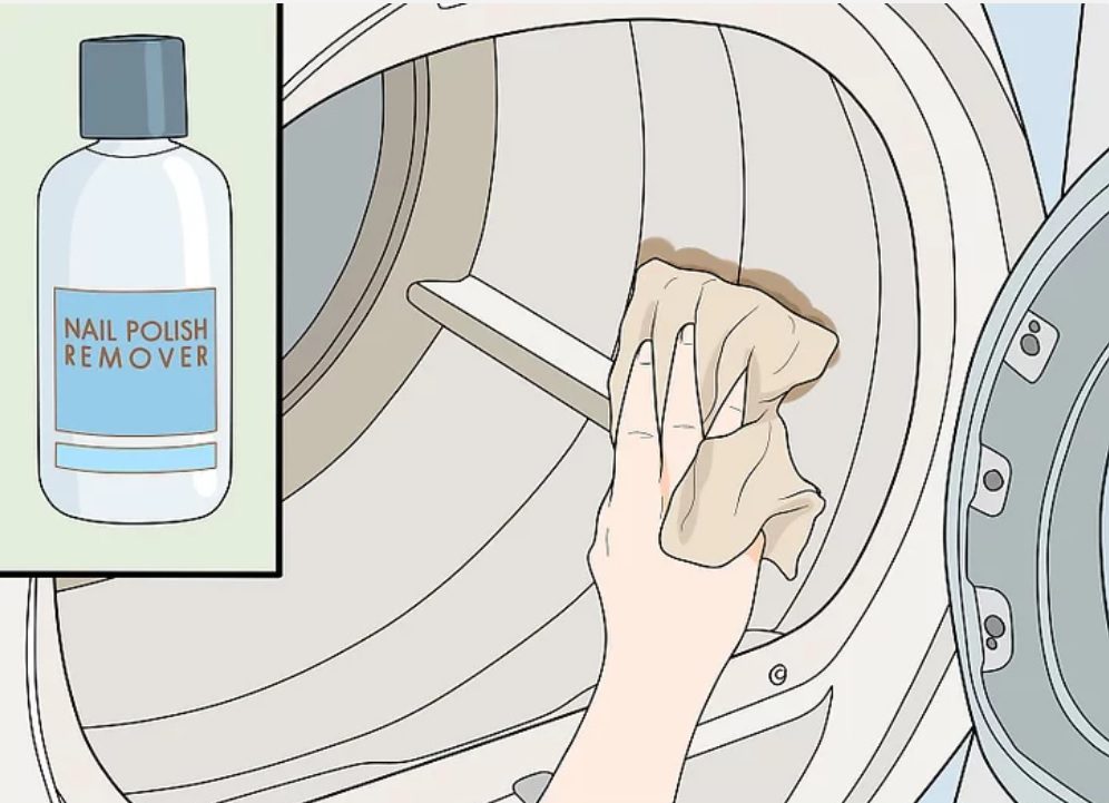 Dùng nước tẩy sơn móng tay - cách tẩy vết mực trong lồng máy sấy
