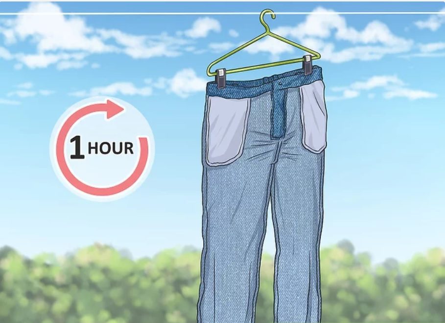 Treo quần jean lên cho đến khi chúng còn ẩm