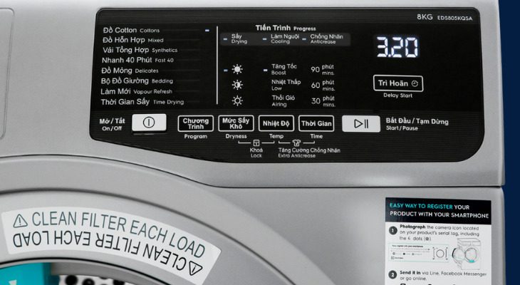 Máy sấy thông hơi Electrolux 8 Kg EDS805KQSA Máy sấy thông hơi Electrolux 8 Kg EDS805KQSA