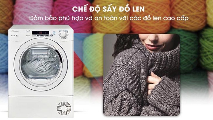 Tích hợp chế độ dành riêng để sấy cho quần áo vải len Tích hợp chế độ dành riêng để sấy cho quần áo vải len