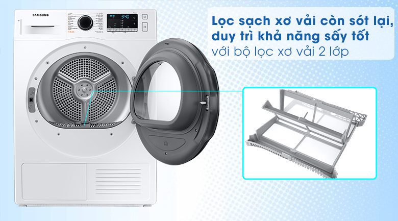 Máy sấy bơm nhiệt Samsung 9 Kg DV90TA240AE/SV – Mua Sắm Điện Máy Giá Rẻ