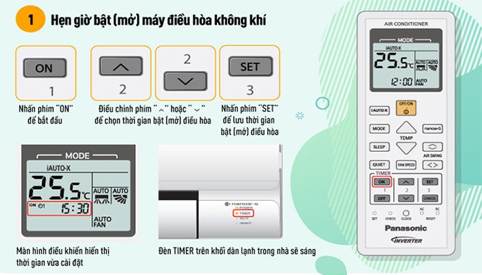 Hẹn giờ trên điều hoà Panasonic