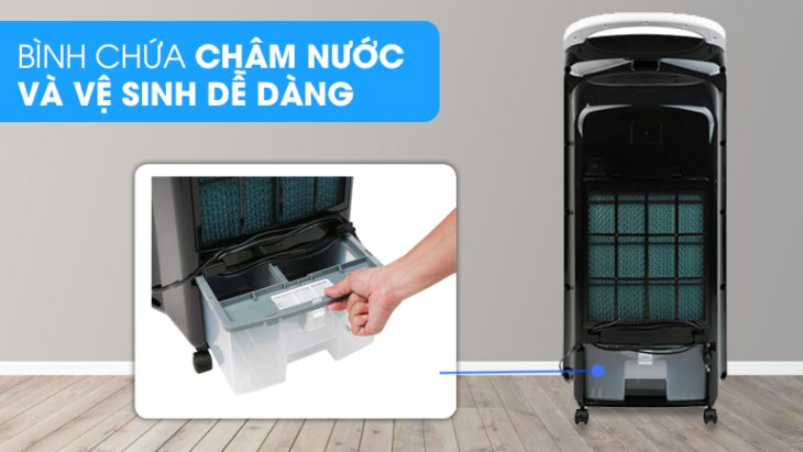 Ngăn chứa nước của quạt điều hòa Bình chứa nước điều hòa phía sau