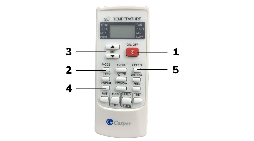 Cách bật chế độ nóng điều hoà 2 chiều Casper
