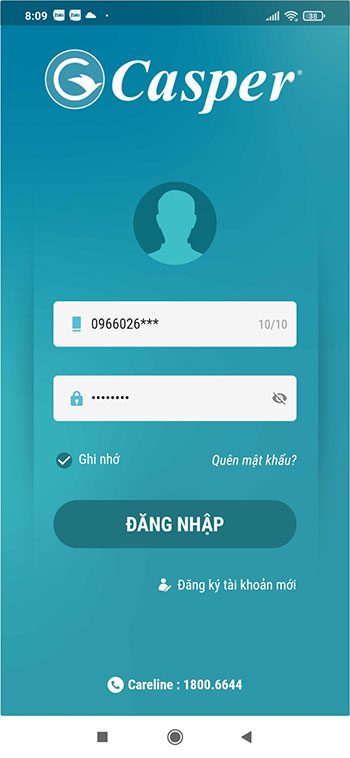 Đăng nhập bằng số điện thoại và mật khẩu đã đăng ký