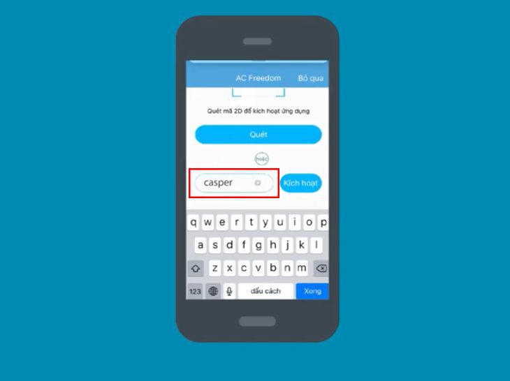 Nhập mã Casper để kích hoạt