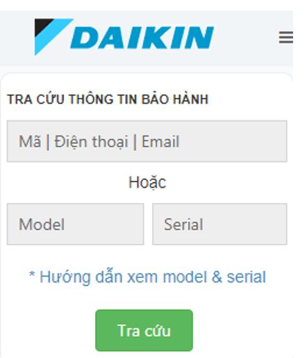 Hướng dẫn tra cứu thông tin bảo hành điện tử Daikin