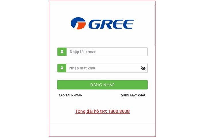 Đăng nhập vào app Gree Services