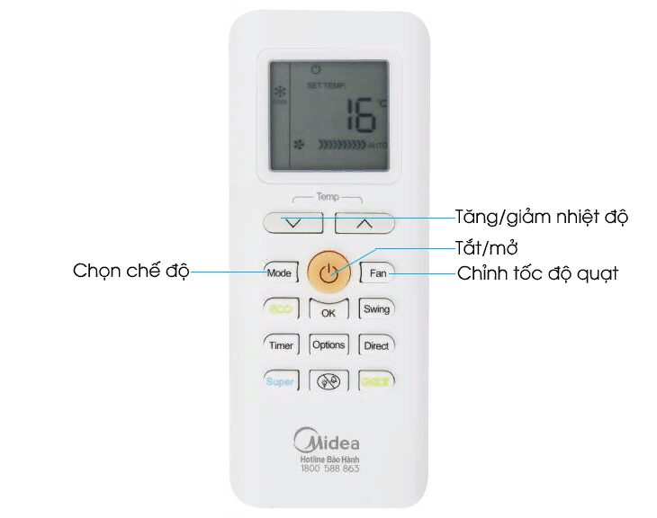 Hướng dẫn cách mở khóa điều khiển điều hòa Midea bị khóa