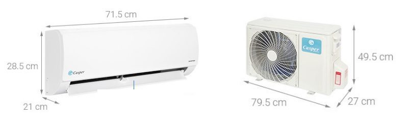 kích thước điều hòa Casper 9000BTU IC-09TL32