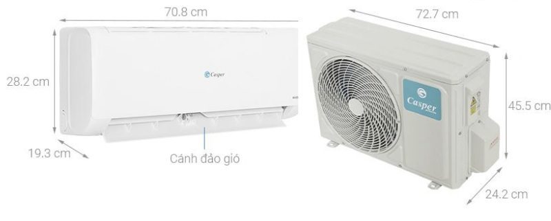 Kích thước điều hòa Casper 9000BTU TC-09IS35