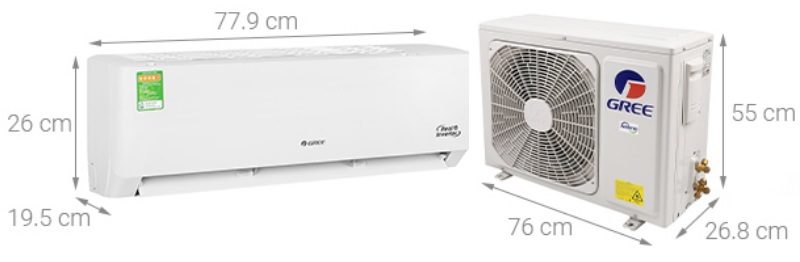 Kích thước điều hòa Gree 9000BTU GWC09PB-K3D0P4