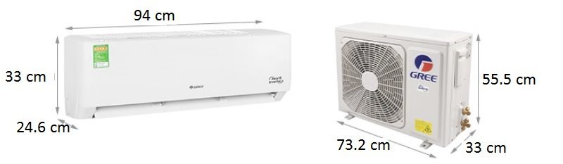 Kích thước điều hòa Gree 18000BTU CHARM18HI