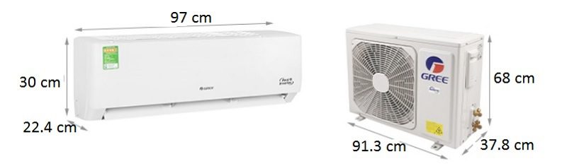 Kích thước điều hòa Gree 18000BTU GWH18ID-K3N9B2J