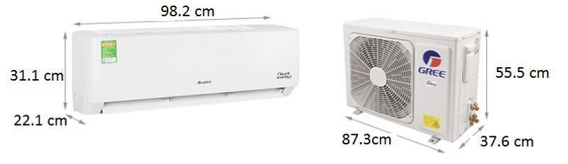 Kích thước điều hòa Gree 24000BTU GWH24PD-K6D1P4