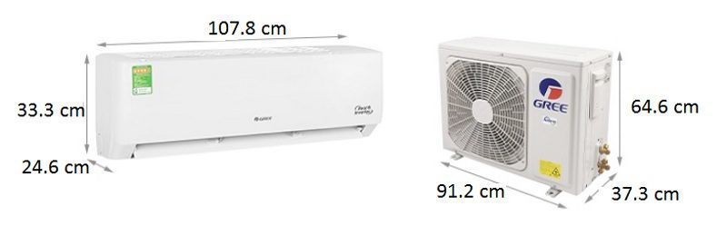 Kích thước điều hòa Gree 24000BTU GWC24PD-K3D0P4