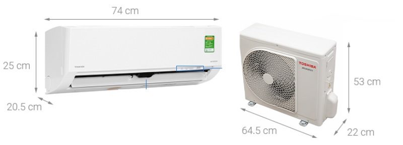 Kích thước điều hòa Toshiba 9000BTU RAS-H10L3KCVG-V