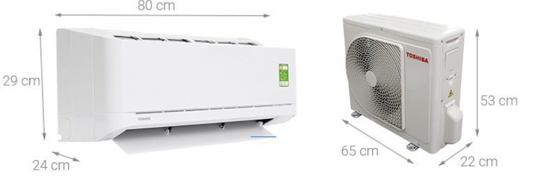 Kích thước điều hòa Toshiba 9000BTU RAS-H10U2KSG-V