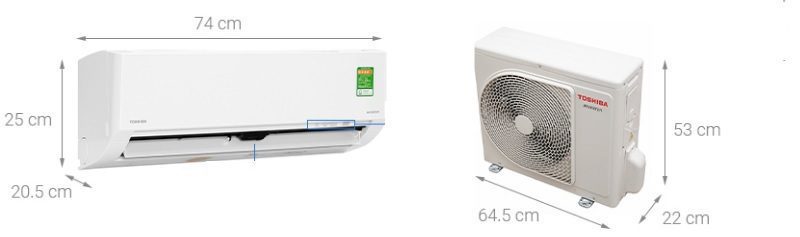 Kích thước điều hòa Toshiba 9000BTU RAS-H10L3KCVG-V