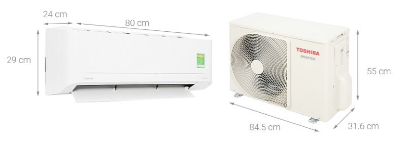 Kích thước điều hòa Toshiba 18000BTU RAS-H18C4KCVG-V
