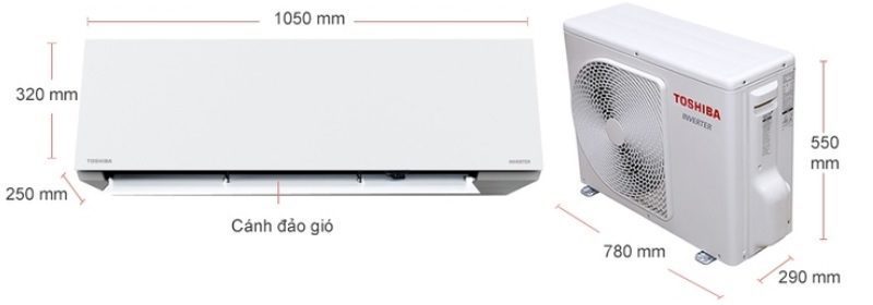 Kích thước điều hòa Toshiba 18000BTU RAS-H18E2KCVG-V