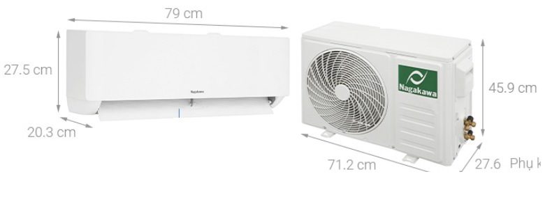 Kích thước điều hòa Nagakawa 9000BTU NIS-C09R2T28