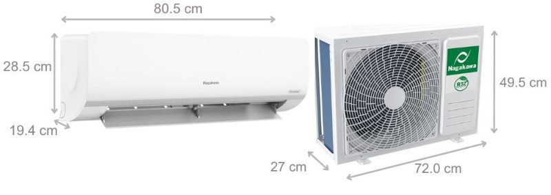 Kích thước điều hòa Nagakawa 9000BTU NS-A09R1M05