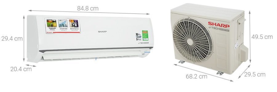 Kích thước điều hòa Sharp 9000BTU AH-X10ZW