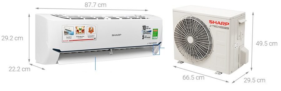 Kích thước điều hòa Sharp 12000BTU AH-X12XEW