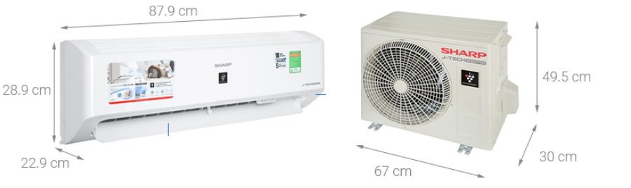 Kích thước điều hòa Sharp 12000BTU AH-XP13YMW
