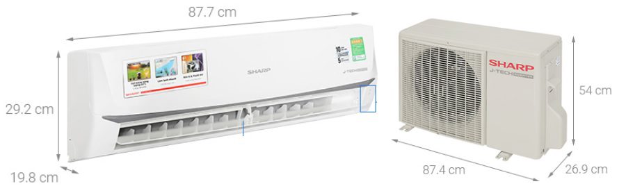 Kích thước điều hòa Sharp 18000BTU AH-X18ZEW