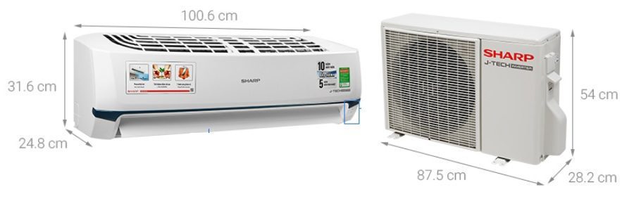 Kích thước điều hòa Sharp 18000BTU AH-X18XEW