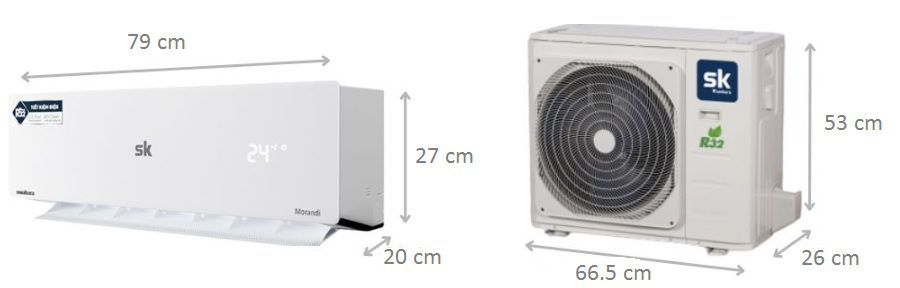Kích thước điều hòa Sumikura 9000BTU APS/APO-092/Citi
