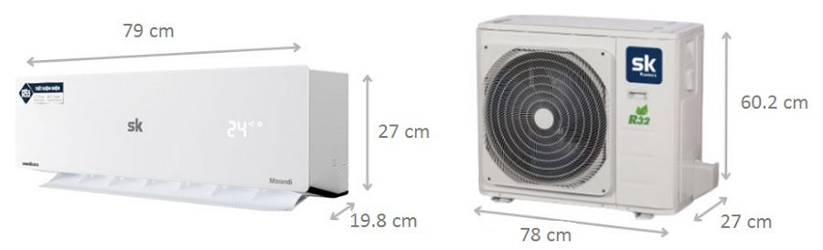 Kích thước điều hòa Sumikura 12000BTU APS/APO-H120DC