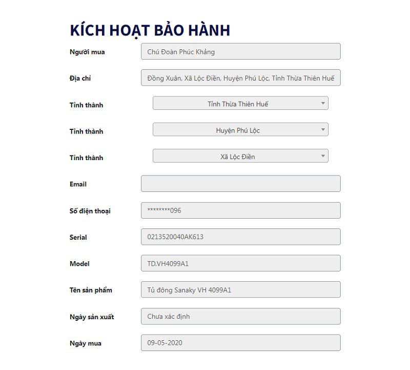 Tra Cứu Bảo Hành Sanaky 1