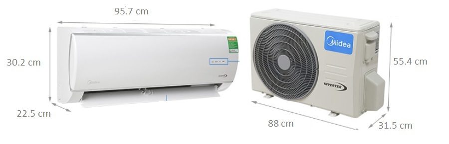 Kích thước điều hòa Midea 18000 BTU MSAFA-18CRDN8