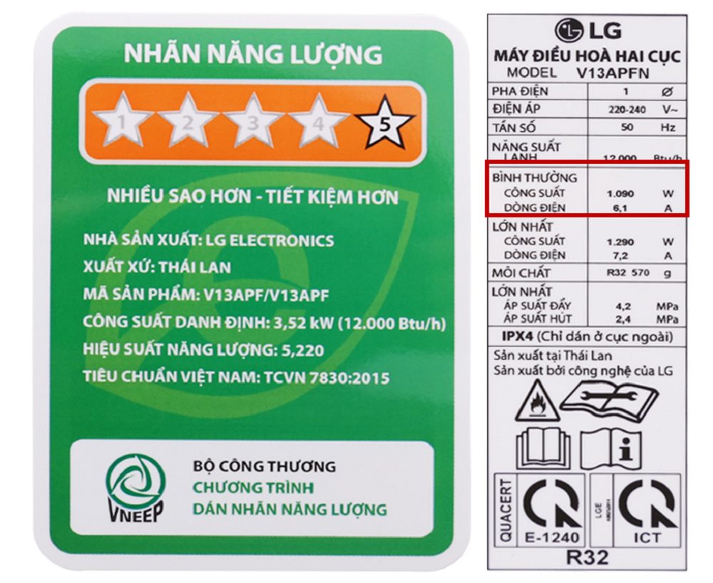 Công Suất điều Hòa Lg 12000 Btu