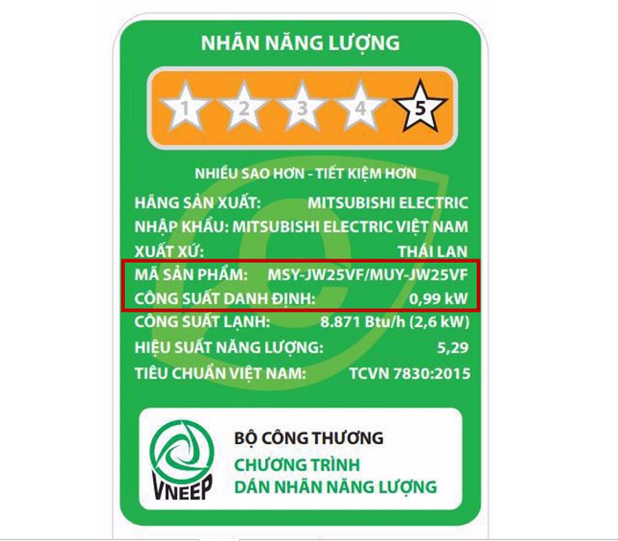 Công Suất điều Hòa Mitsubishi 9000 Btu