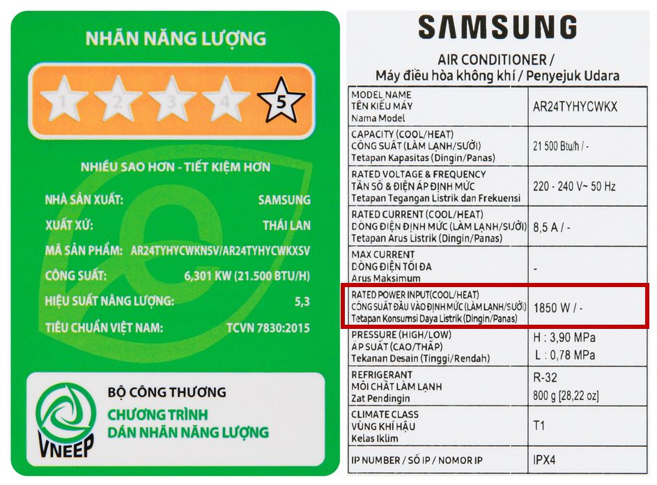 Công Suất điều Hòa Samsung 24000 Btu
