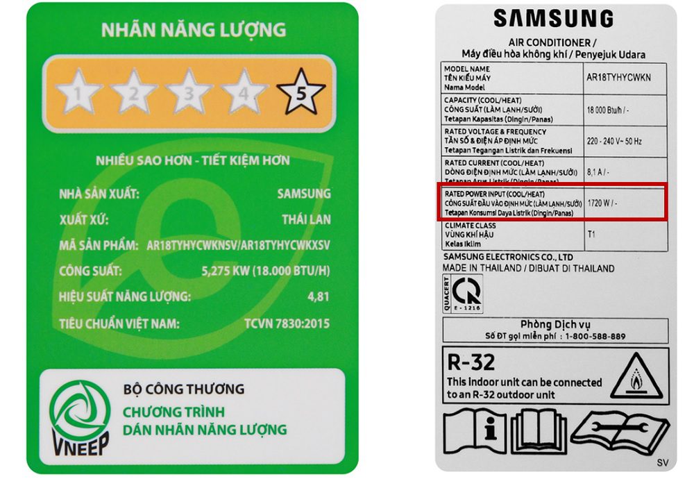 Công Suất Tiêu Thụ Máy Lạnh Samsung 2hp