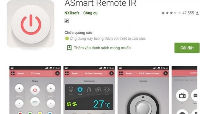 Ứng dụng ASmart Remote IR