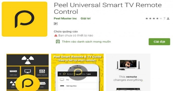 Ứng dụng Peel Universal Smart TV Remote Control