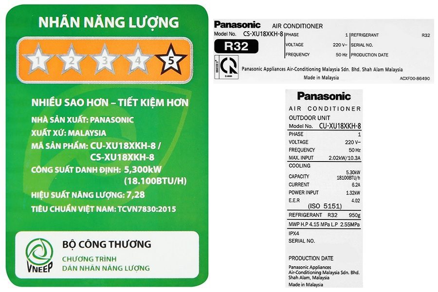 Công suất tiêu thụ của điều hòa Panasonic 18000BTU