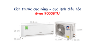 Kích thước điều hoà Gree 9000 BTU