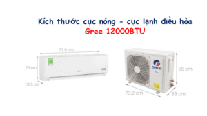 Kích thước điều hoà Gree 12000 BTU