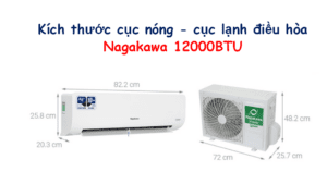 Kích thước điều hòa Nagakawa 12000 BTU