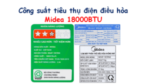 Công suất tiêu thụ điện của điều hòa Midea 18000BTU