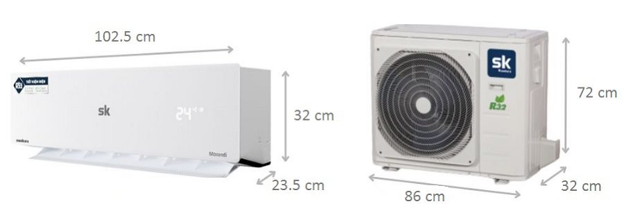 Kích thước điều hòa Sumikura 24000BTU APS/APO-H240/Citi