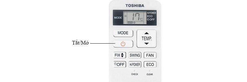 Khởi động điều hòa Toshiba